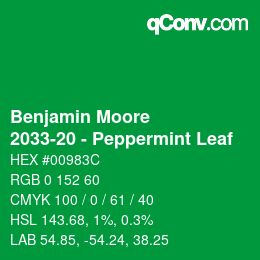 Color code: Benjamin Moore - 2033-20 - Peppermint Leaf | qconv.com