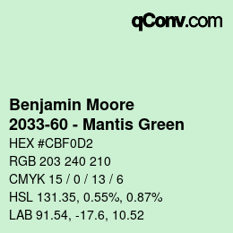 Color code: Benjamin Moore - 2033-60 - Mantis Green | qconv.com