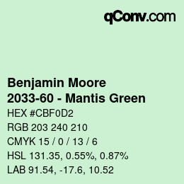 Código de color: Benjamin Moore - 2033-60 - Mantis Green | qconv.com