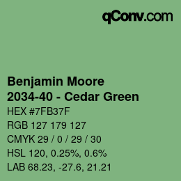 Código de color: Benjamin Moore - 2034-40 - Cedar Green | qconv.com