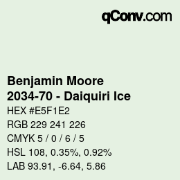 Code couleur: Benjamin Moore - 2034-70 - Daiquiri Ice | qconv.com