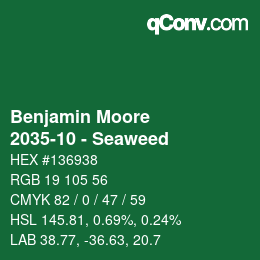 Color code: Benjamin Moore - 2035-10 - Seaweed | qconv.com