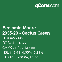 Código de color: Benjamin Moore - 2035-20 - Cactus Green | qconv.com