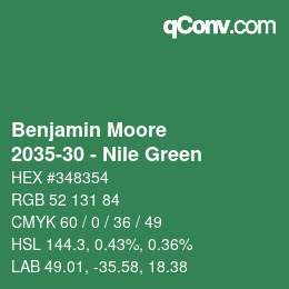 Code couleur: Benjamin Moore - 2035-30 - Nile Green | qconv.com
