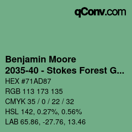 Farbcode: Benjamin Moore - 2035-40 - Stokes Forest Green | qconv.com