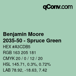 Color code: Benjamin Moore - 2035-50 - Spruce Green | qconv.com