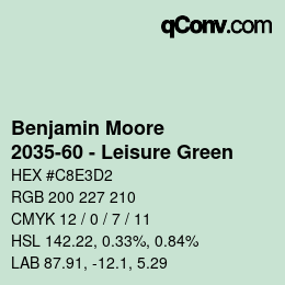 Code couleur: Benjamin Moore - 2035-60 - Leisure Green | qconv.com
