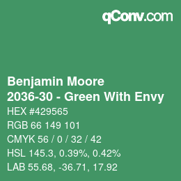 カラーコード: Benjamin Moore - 2036-30 - Green With Envy | qconv.com