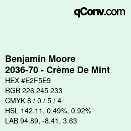 Code couleur: Benjamin Moore - 2036-70 - Crème De Mint | qconv.com