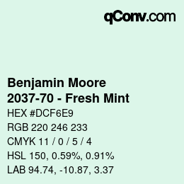 Código de color: Benjamin Moore - 2037-70 - Fresh Mint | qconv.com