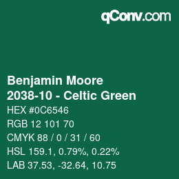 Code couleur: Benjamin Moore - 2038-10 - Celtic Green | qconv.com