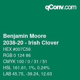 颜色代码: Benjamin Moore - 2038-20 - Irish Clover | qconv.com