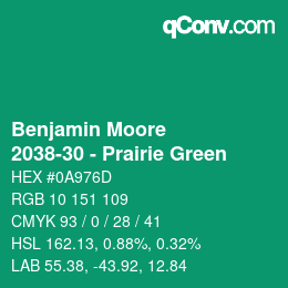 Code couleur: Benjamin Moore - 2038-30 - Prairie Green | qconv.com