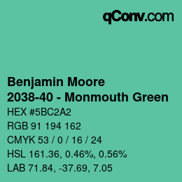 Código de color: Benjamin Moore - 2038-40 - Monmouth Green | qconv.com