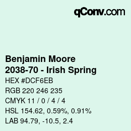 Código de color: Benjamin Moore - 2038-70 - Irish Spring | qconv.com
