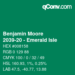 Color code: Benjamin Moore - 2039-20 - Emerald Isle | qconv.com