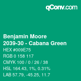 Color code: Benjamin Moore - 2039-30 - Cabana Green | qconv.com