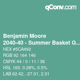 カラーコード: Benjamin Moore - 2040-40 - Summer Basket Green | qconv.com
