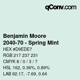 Code couleur: Benjamin Moore - 2040-70 - Spring Mint | qconv.com