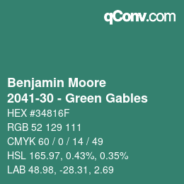 Color code: Benjamin Moore - 2041-30 - Green Gables | qconv.com