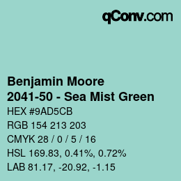 Farbcode: Benjamin Moore - 2041-50 - Sea Mist Green | qconv.com
