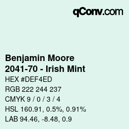Código de color: Benjamin Moore - 2041-70 - Irish Mint | qconv.com