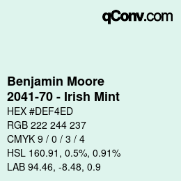 Code couleur: Benjamin Moore - 2041-70 - Irish Mint | qconv.com