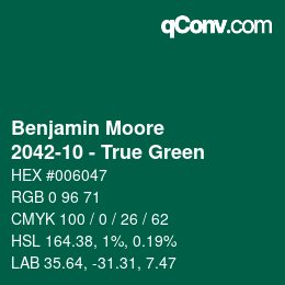 Color code: Benjamin Moore - 2042-10 - True Green | qconv.com