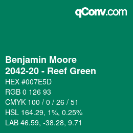 Color code: Benjamin Moore - 2042-20 - Reef Green | qconv.com