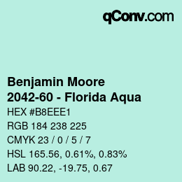 カラーコード: Benjamin Moore - 2042-60 - Florida Aqua | qconv.com
