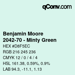 Color code: Benjamin Moore - 2042-70 - Minty Green | qconv.com
