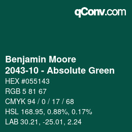 Color code: Benjamin Moore - 2043-10 - Absolute Green | qconv.com