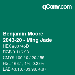 カラーコード: Benjamin Moore - 2043-20 - Ming Jade | qconv.com