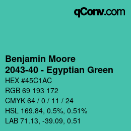 カラーコード: Benjamin Moore - 2043-40 - Egyptian Green | qconv.com