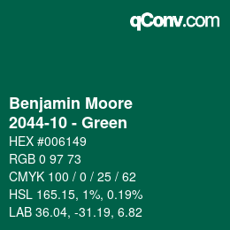 Color code: Benjamin Moore - 2044-10 - Green | qconv.com