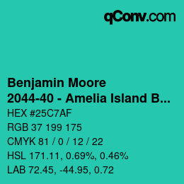 Color code: Benjamin Moore - 2044-40 - Amelia Island Blue | qconv.com