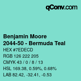 Código de color: Benjamin Moore - 2044-50 - Bermuda Teal | qconv.com