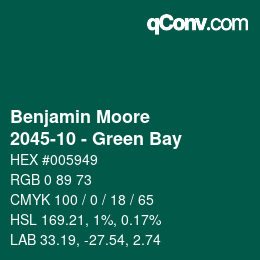 Color code: Benjamin Moore - 2045-10 - Green Bay | qconv.com