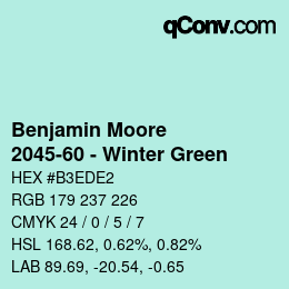Code couleur: Benjamin Moore - 2045-60 - Winter Green | qconv.com