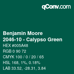 Color code: Benjamin Moore - 2046-10 - Calypso Green | qconv.com