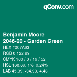 Código de color: Benjamin Moore - 2046-20 - Garden Green | qconv.com
