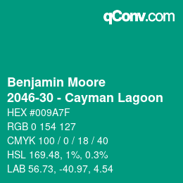 Code couleur: Benjamin Moore - 2046-30 - Cayman Lagoon | qconv.com