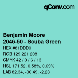 Code couleur: Benjamin Moore - 2046-50 - Scuba Green | qconv.com