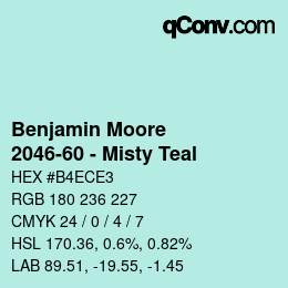 Color code: Benjamin Moore - 2046-60 - Misty Teal | qconv.com
