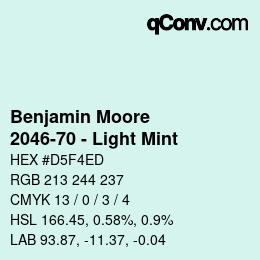 Color code: Benjamin Moore - 2046-70 - Light Mint | qconv.com