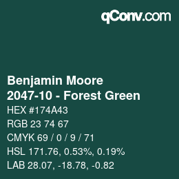 Code couleur: Benjamin Moore - 2047-10 - Forest Green | qconv.com