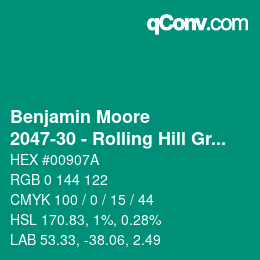 Código de color: Benjamin Moore - 2047-30 - Rolling Hill Green | qconv.com
