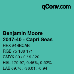 Color code: Benjamin Moore - 2047-40 - Capri Seas | qconv.com