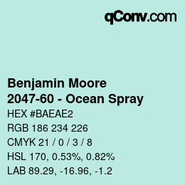 Code couleur: Benjamin Moore - 2047-60 - Ocean Spray | qconv.com