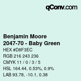 Color code: Benjamin Moore - 2047-70 - Baby Green | qconv.com